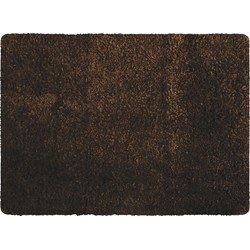 MSV Badkamerkleedje/badmat tapijt - voor de vloer - bruin - 50 x 70 cm - langharig - Badmatjes