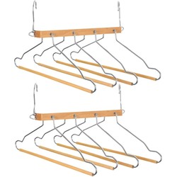 Set van 2x stuks luxe kledinghanger/broekhanger voor 4 broeken/shirts 42 x 45 cm - Kledinghangers