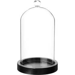 Atmosphera Decoratie glazen stolp op plateau - glas/zwart - H19 cm - Decoratieve stolpen