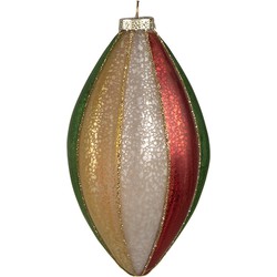 Clayre & Eef Kerstbal  Ø 8x15 cm Rood Groen Glas Kerstboomversiering