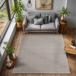 Laagpolig vloerkleed - Gevlochten - Handgeweven Look - Bruin - 80x250 cm