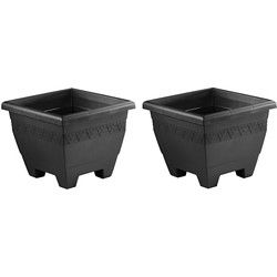 4x Antraciete plantenbakken/bloembakken vierkant 30 cm - Plantenpotten