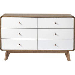 Commode 6 Laden Houtdecor en Wit - ALBURA