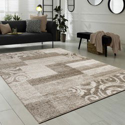 Laagpolig Modern Vloerkleed Sinovo - Geblokt - Bruin - 240x340 cm
