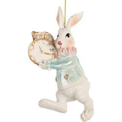 Clayre & Eef Paashanger Konijn 5x3x9 cm Wit Kunststof