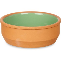 Set 6x tapas/creme brulee serveer schaaltjes terracotta/groen 12x4 cm - Snack en tapasschalen