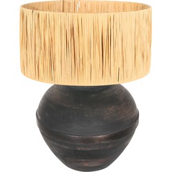 Steinhauer tafellamp Lyons - zwart - hout - 40 cm - E27 fitting - 3746ZW