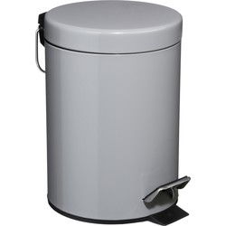 5Five Pedaalemmer - grijs - metaal - 3L- 17 x 25 cm - Pedaalemmers