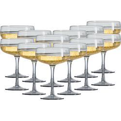 OTIX Champagneglazen - Champagnecoupe Glazen - 12 Stuks - Reliëf - Ribbel - Smoke Glas - Grijs - Pornstar - Martini Glazen - Cocktailglazen - TINI