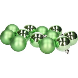 12x stuks kunststof kerstballen kerst groen 6 cm glans/mat - Kerstbal