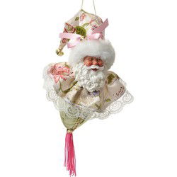Clayre & Eef Kersthanger Kerstman Wit Textiel