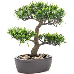 Emerald Kunstplant Bonsai boompje - groen - in pot - 32 cm - Kunstplanten