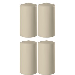 4x Kaarsen beige 6 x 12 cm 45 branduren sfeerkaarsen - Stompkaarsen