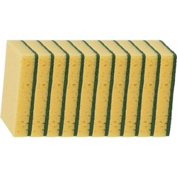 Schuursponzen - 10x - geel - 14 x 9 x 3 cm - schoonmaak - Schuursponzen