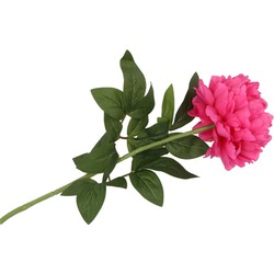 DK Design Kunstbloem pioenroos - roze - zijde - 71 cm - kunststof steel - decoratie bloemen - Kunstbloemen