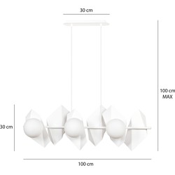 Assens witte hanglamp met melkglas witte bollen 6x E14