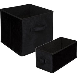 Set van 2x stuks opbergmanden/kastmanden 7 en 29 liter zwart van polyester 31 cm - Opbergkisten