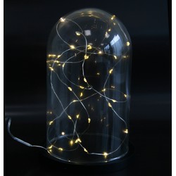 Decoratie stolp 25 cm- met draadverlichting zilver - warm wit - 60 leds - Decoratieve stolpen