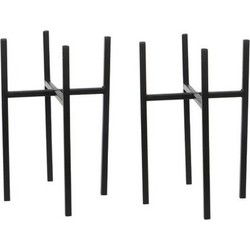 Mica Decorations Plantenstandaard - 2x stuks - zwart - H35 x B21 cm - Plantenstandaarden