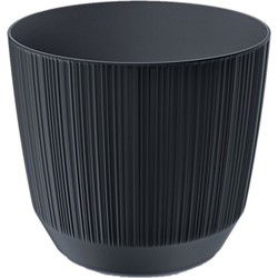 Prosperplast Plantenpot - stripe - antraciet grijs - D15xH13 cm - Plantenpotten