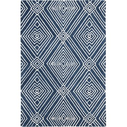 Safavieh Transitional Indoor Hand Tufted Area Rug, Lauren Collection, LRL6608, in Indigo Blue & Ivory, 122 X 183 cm