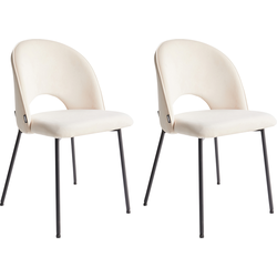 Beliani COVELO - Eetkamerstoel-Beige-Polyester
