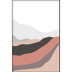Pink Desert Mountains - Walljar - Wanddecoratie - Poster met lijst