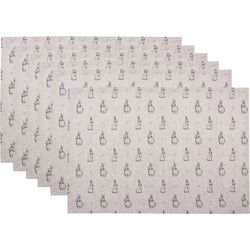 Clayre & Eef Placemats Set van 6 Beige Grijs Katoen Konijn