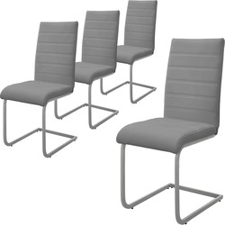 Set van 4 eetkamerstoelen sledemodel met rugleuning grijs kunstlederen bekleding ML-Design