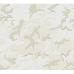 A.S. Création behang camouflage lichtgrijs en beige - 53 cm x 10,05 m - AS-369413