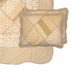 Clayre & Eef Bedsprei Groen Beige Polyester