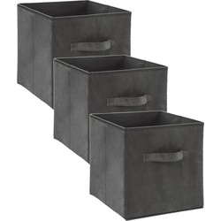 Set van 3x stuks opbergmand/kastmand 29 liter donkergrijs polyester 31 x 31 x 31 cm - Opbergmanden