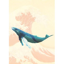 Sanders & Sanders fotobehang walvis blauw, crème beige en zacht roze - 200 x 280 cm - 612130