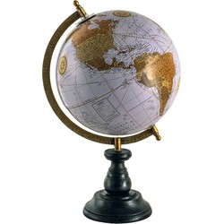 Clayre & Eef Wereldbol  22x37 cm Bruin Hout Ijzer Rond Globe