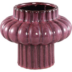 PTMD Sannee Red ceramic pot ribbed wide middle M