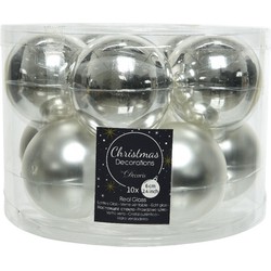 Decoris Kerstballen set - 10x stuks - zilver - glas - 6 cm - Kerstbal