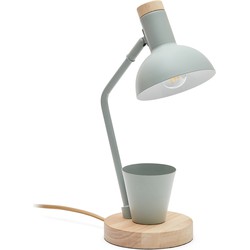 Kave Home - Katia-bureaulamp van hout en groen metaal
