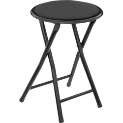 5Five Bijzet krukje/stoel - Opvouwbaar - zwart fluweel - 29 x 45 cm - Krukjes