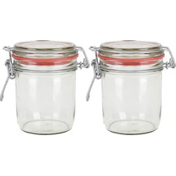 2x Glazen confituren pot/weckpot 300 ml met beugelsluiting en rubberen ring - Weckpotten