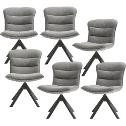 WOOOD draaibare eetkamerstoelen Nika - Polyester - Grijs - Set van 6