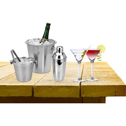 Complete bar set met 4x Martini cocktailglazen en cocktailshaker - Cocktailglazen