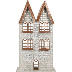 Clayre & Eef Waxinelichthouder Huis 30x13x54 cm Grijs Metaal