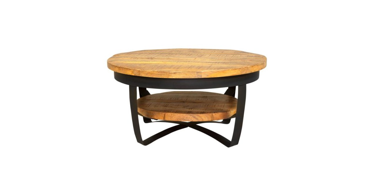 Salontafel | paras | rond | mangohout | 35(h) x ø70 cm cm