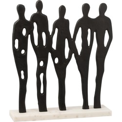 J-line - Figuur Op Rij Aluminium/marmer Zwart/wit - 35.5x10x40cm