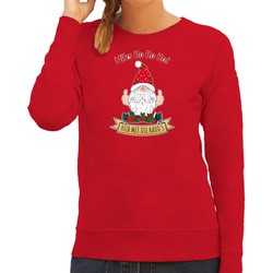 Bellatio Decorations foute kersttrui/sweater dames - Kado Gnoom - rood - Kerst kabouter S - kerst truien