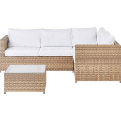 AVOLA - Loungeset voor 4 - Gebroken wit - PE rotan