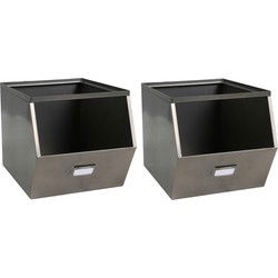 Urban Living Stapelbare opbergmand - 2x - Open Metal Box - 23 x 32 x 21 cm - Opbergmanden