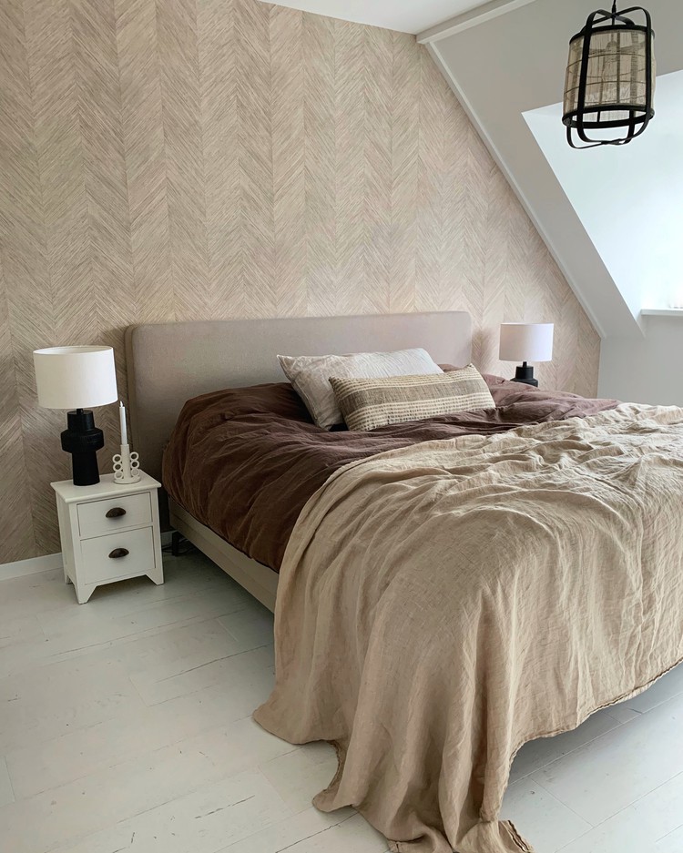 beige slaapkamer behang bruintinten