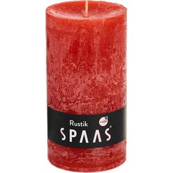 Spaas Stompkaars - rustiek - rood - 60 branduren - D7xH13 cm - cilinder kaars - Stompkaarsen