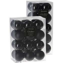 Kerstballen 44x stuks zwart 3 en 4 cm kunststof - Kerstbal